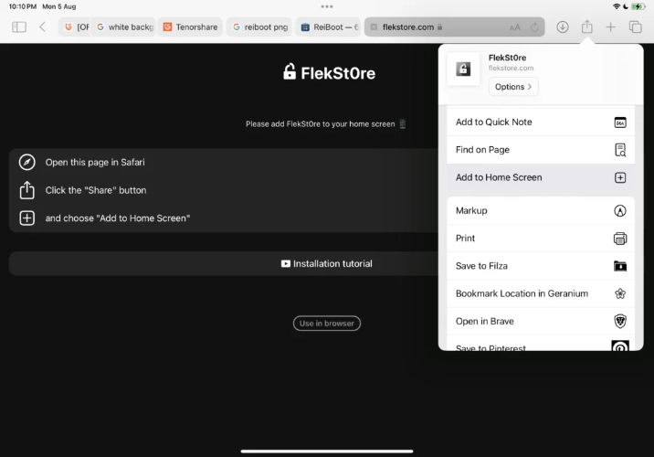 install flekstore