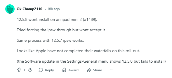 ios 12.5.8 not installing
