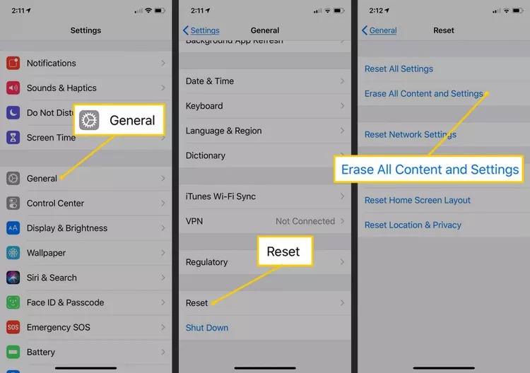 Iphone Erase Content Settings Steps