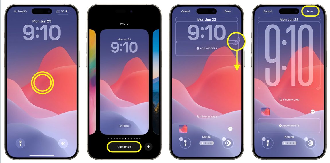 make ios 26 clock bigger