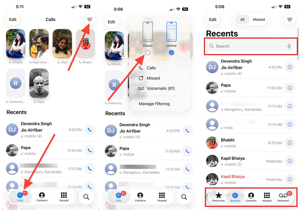 remove contact search to top