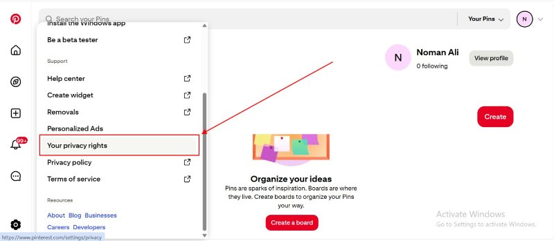 pinterest your privacy rights