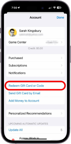 redeem gift card or code