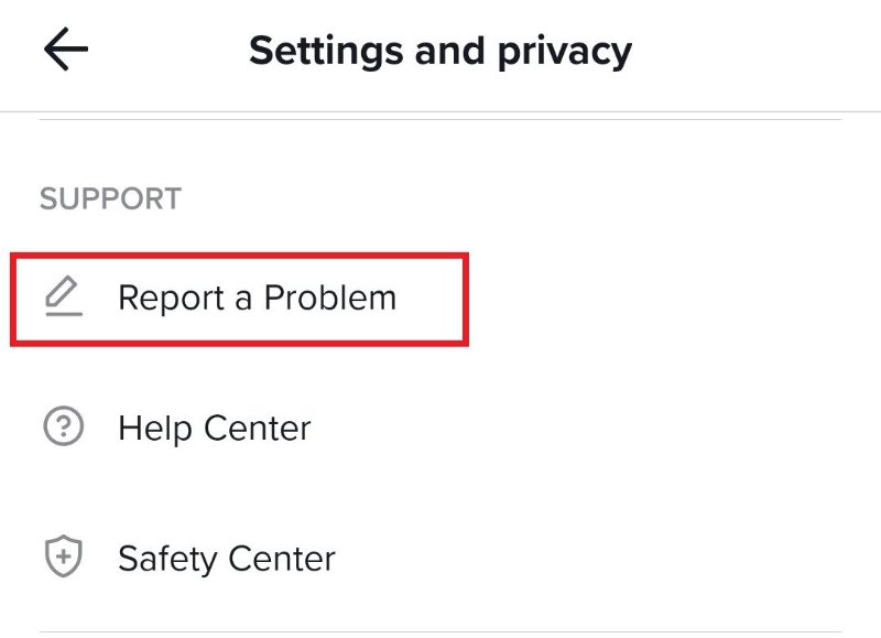 report a problem tiktok