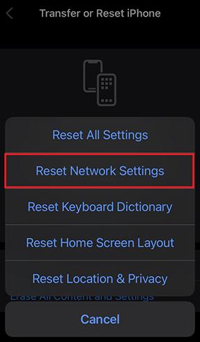 reset network settings
