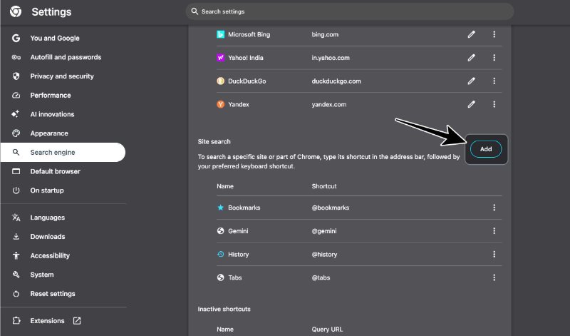 search engines and site search