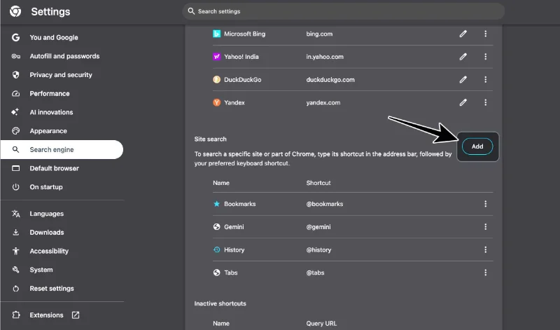 管理搜尋引擎和網站搜尋