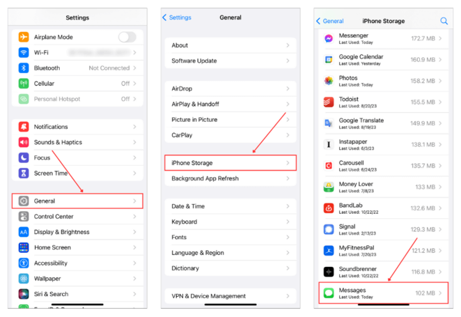 Manage Messages and Attachments to delete iphone system data