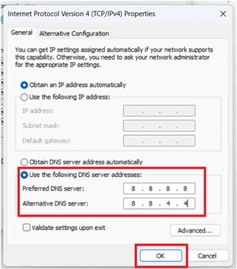 use dns server address