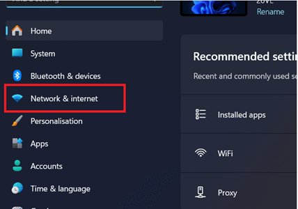 windows network settings