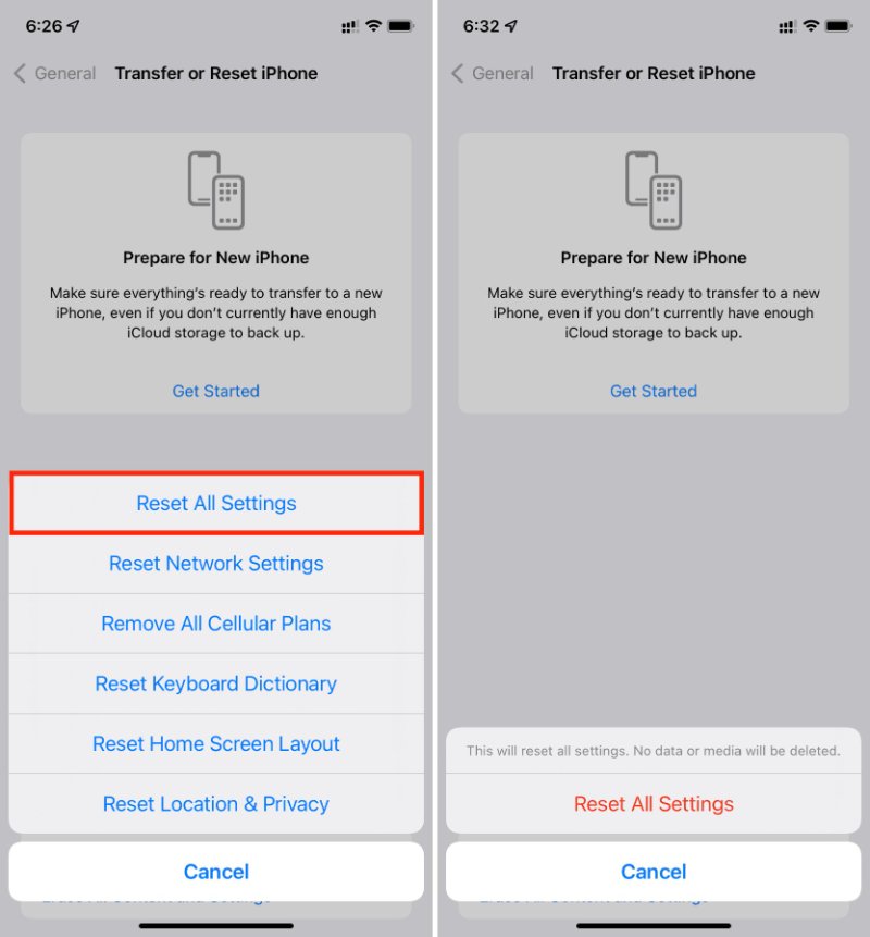 Reset All Settings
