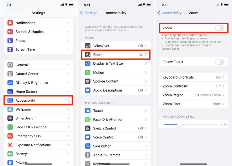 Zoom on setting