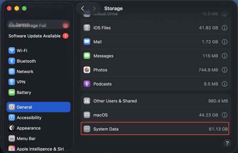 Check System Data Size from Apple Menu