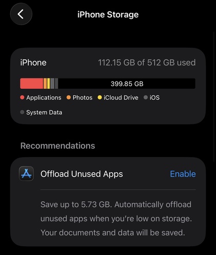Enable Auto Offload on Iphone