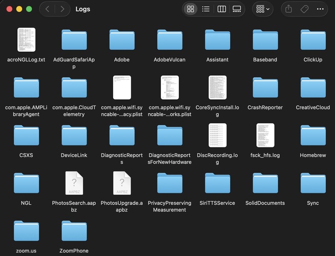 Find Logs in Mac Finder