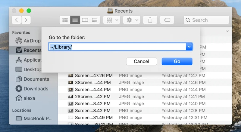 Go to Library Folder on Mac