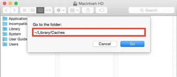 Go to Mac Cache Library in Finder