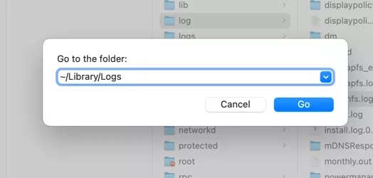 Go to Mac Log Folders in Finder
