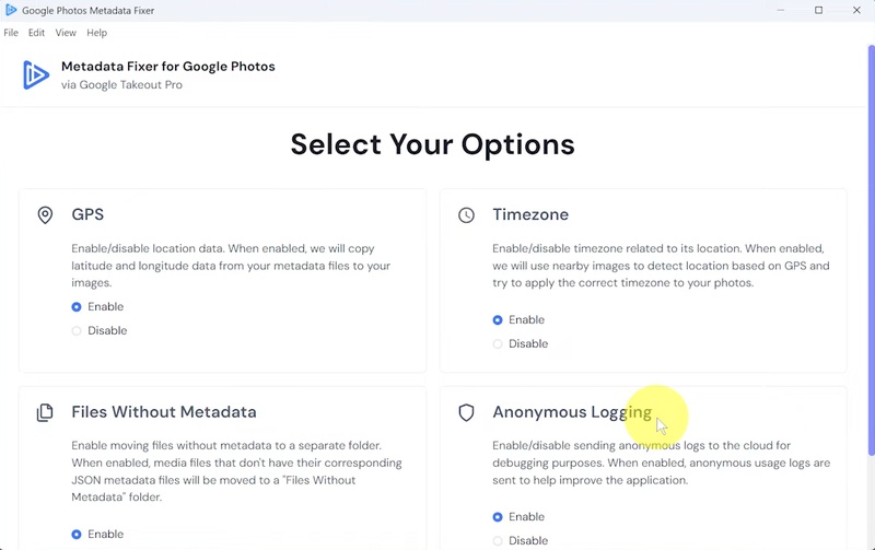 Metadata Fixer Select Metadata Information