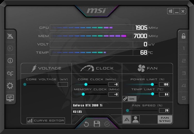 msi afterburner basic interface