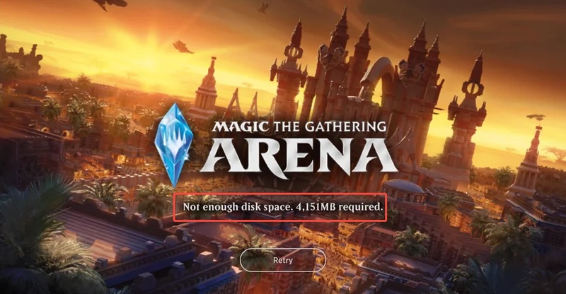 Mtg Arena Not Enough Disk Space