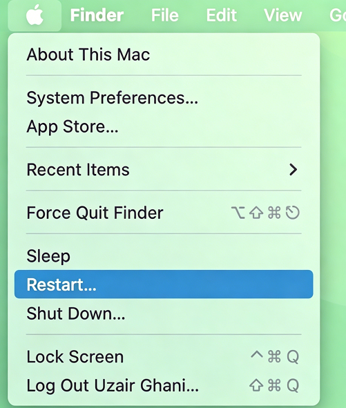 restart your mac