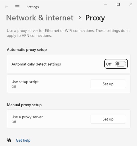 Check Proxy Settings