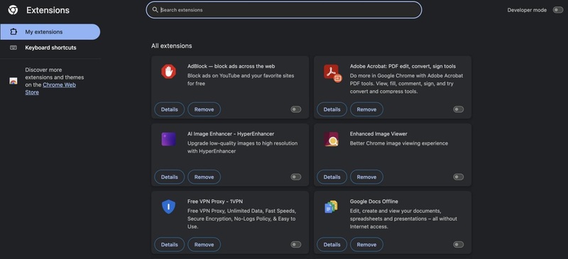 Disable Unnecessary Extensions