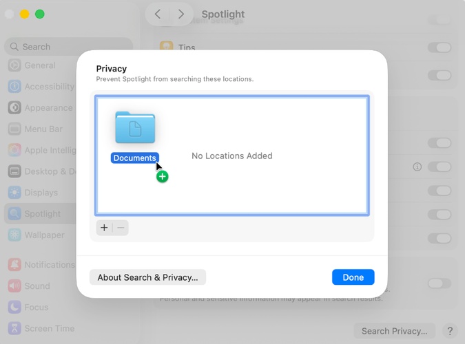 Spotlight 인덱싱에서 무거운 폴더 제외하여 CPU 문제 해결