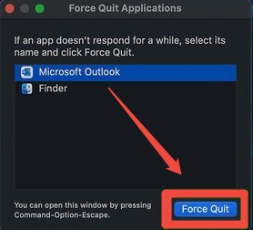 Force Quit Outlook to Fix Outlook for Mac Freezing on Replying