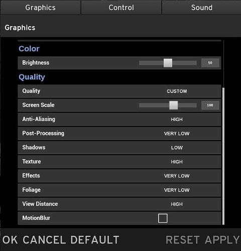 Lower in Game Graphics Settings