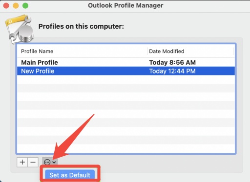 Outlook for Mac New Profile Set As Default