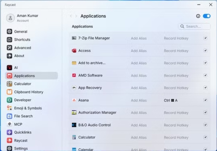 Raycast Mac App Launcher and Manager