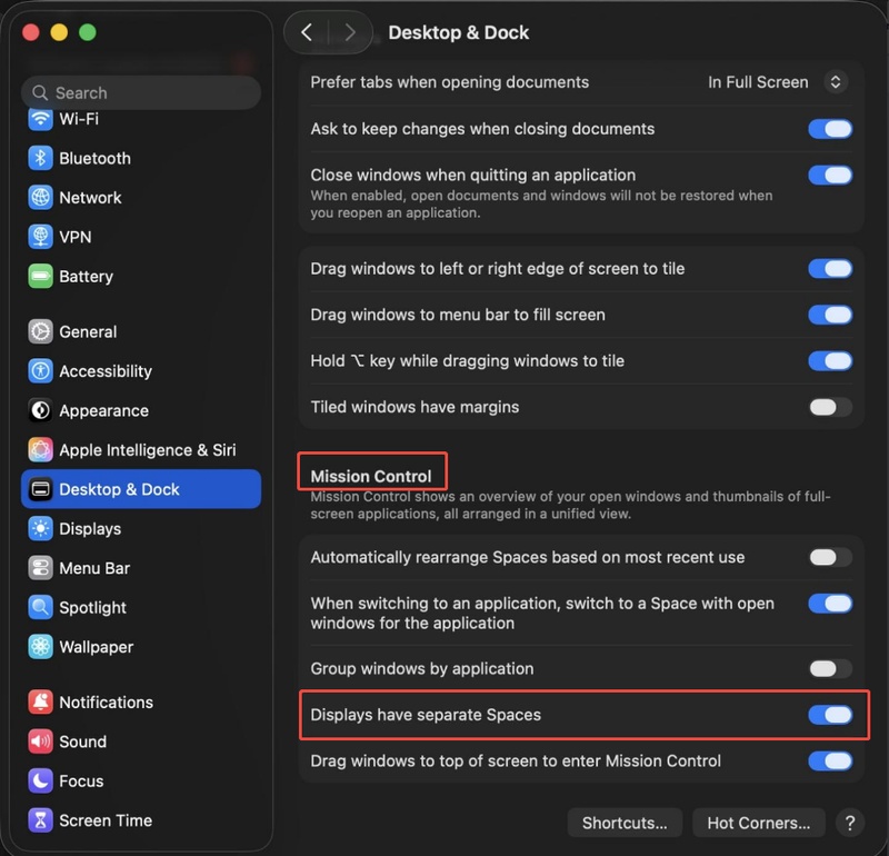 Adjust Mission Control Display Settings