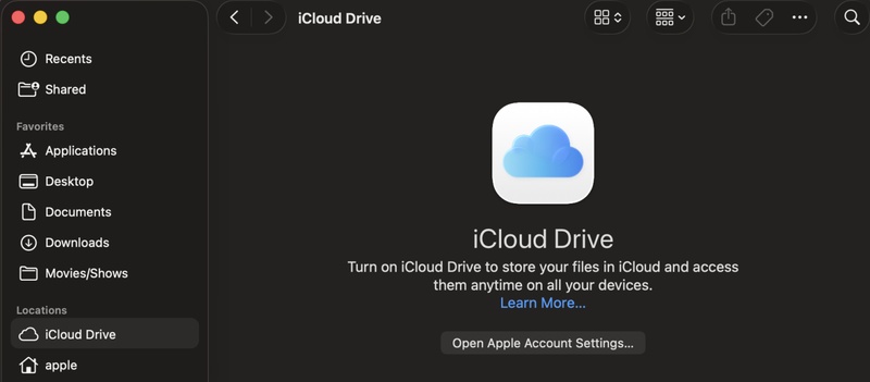Icloud Folder in Finder in Macos