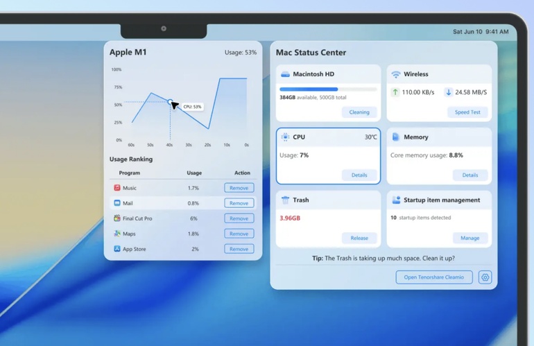 Tenorshare Cleamio Mac Status Center