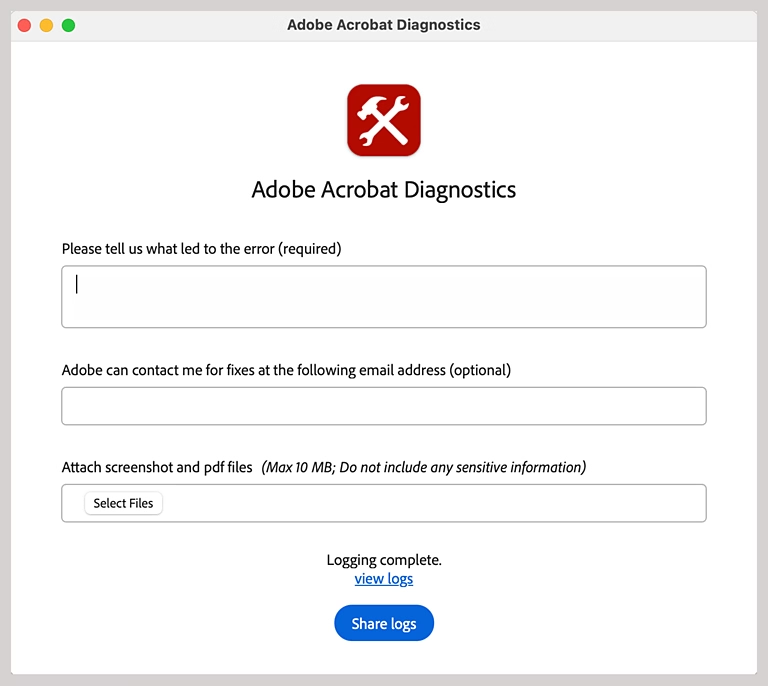 use acrobat diagnostics tool