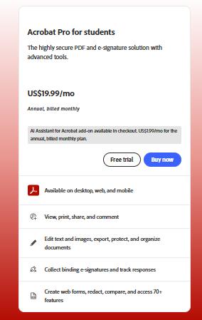 acrobat pro discount for students