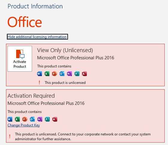 activate microsoft office 2016