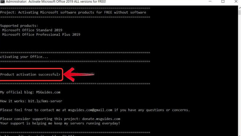 activate office 2019 cmd