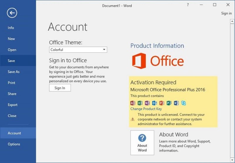 activate office in word or excel