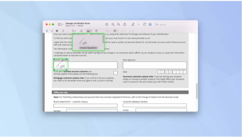 add a signature to pdf preview