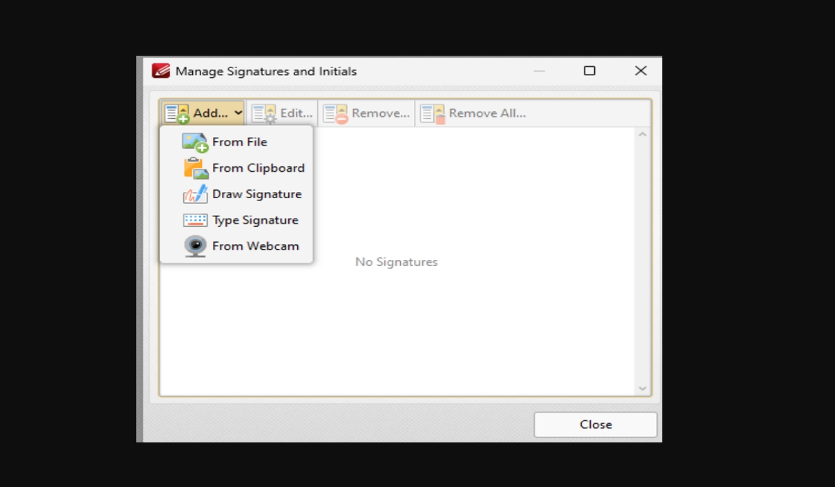 create a signature using pdfxchange