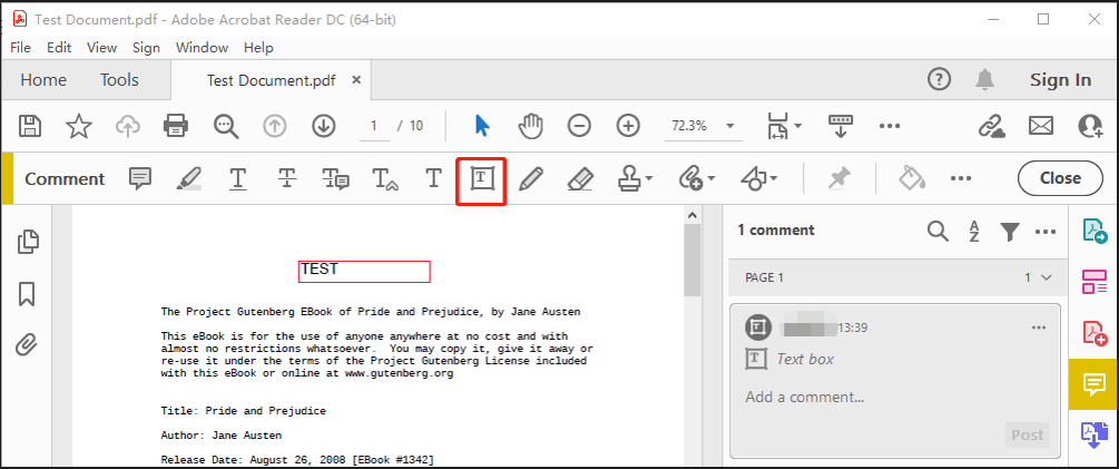 add text box to pdf adobe