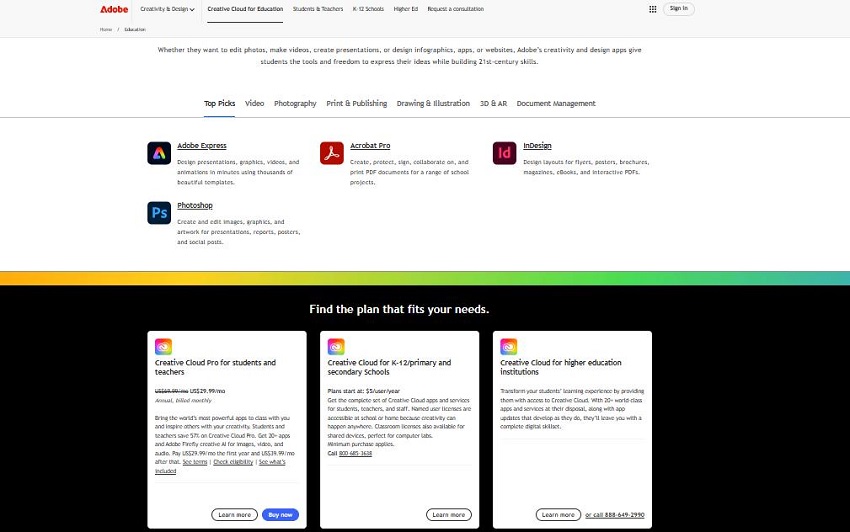 adobe acrobat education page