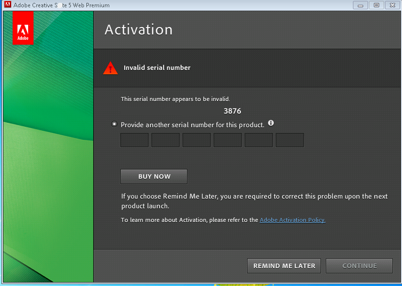 adobe acrobat invalid serial number