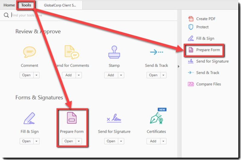 adobe acrobat prepare form