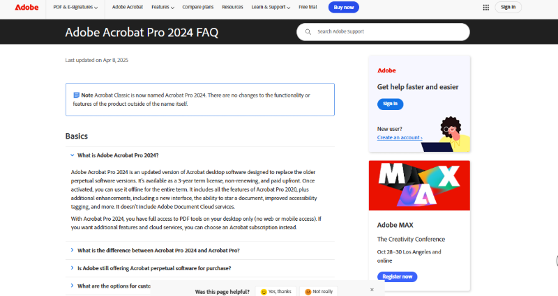 adobe acrobat pro 2024 faq