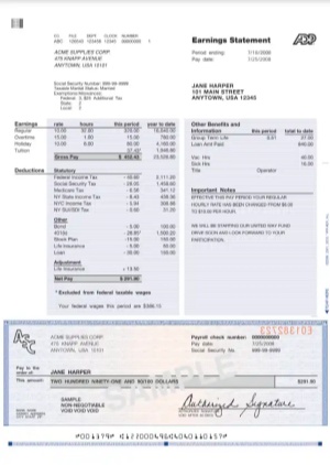 adp pay stub template