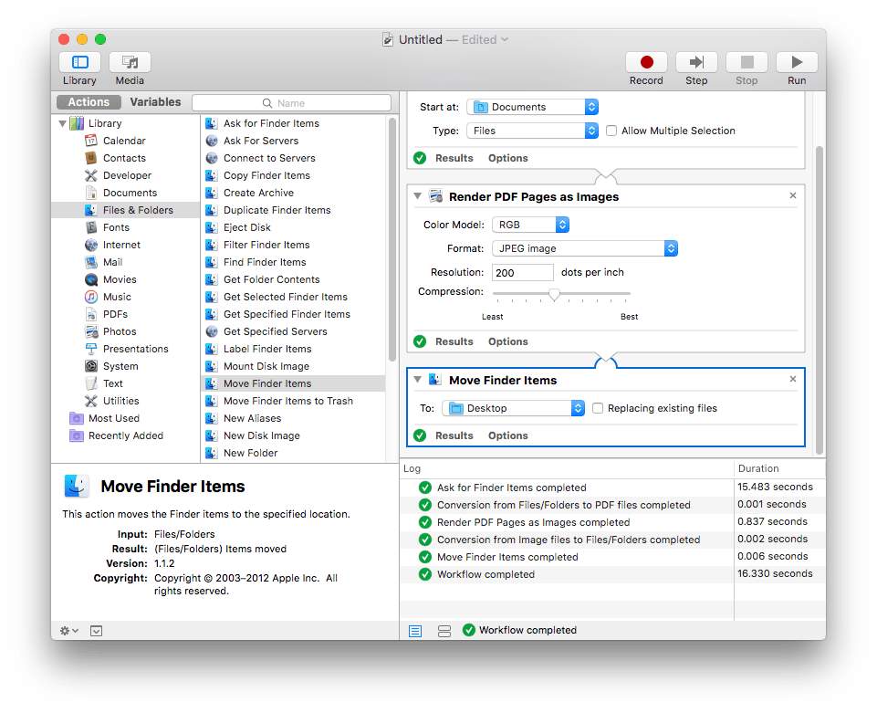 automator convert pdf to jpg mac